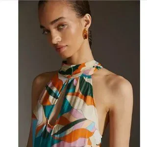 NWT Anthropologie Maeve Keyhole Halter Maxi Dress